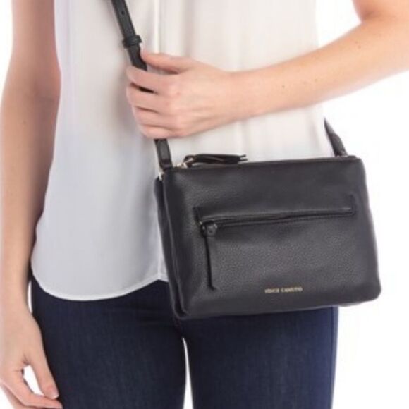 Vince Camuto Black Gally Pebbled Leather Crossbody Bag - Picture 3 of 5